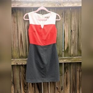 2013 Banana Republic Petite Gray, Orange, & White Color Block Sleeveless Dress